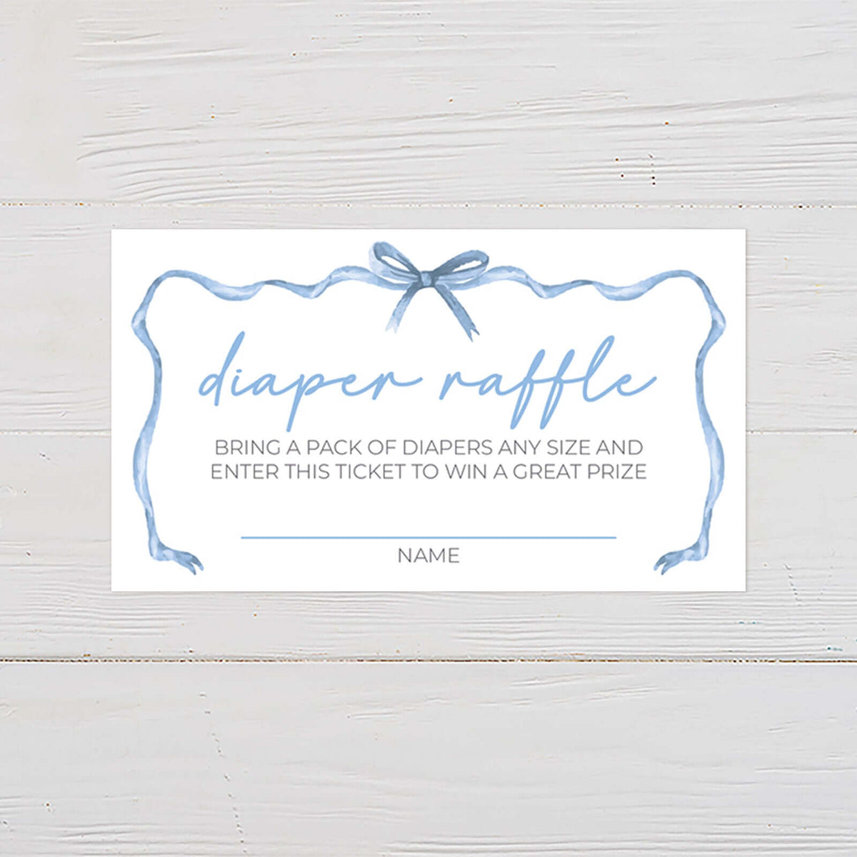 Soft Blue Ribbons Diaper Raffle Ticket | Go Print Plus