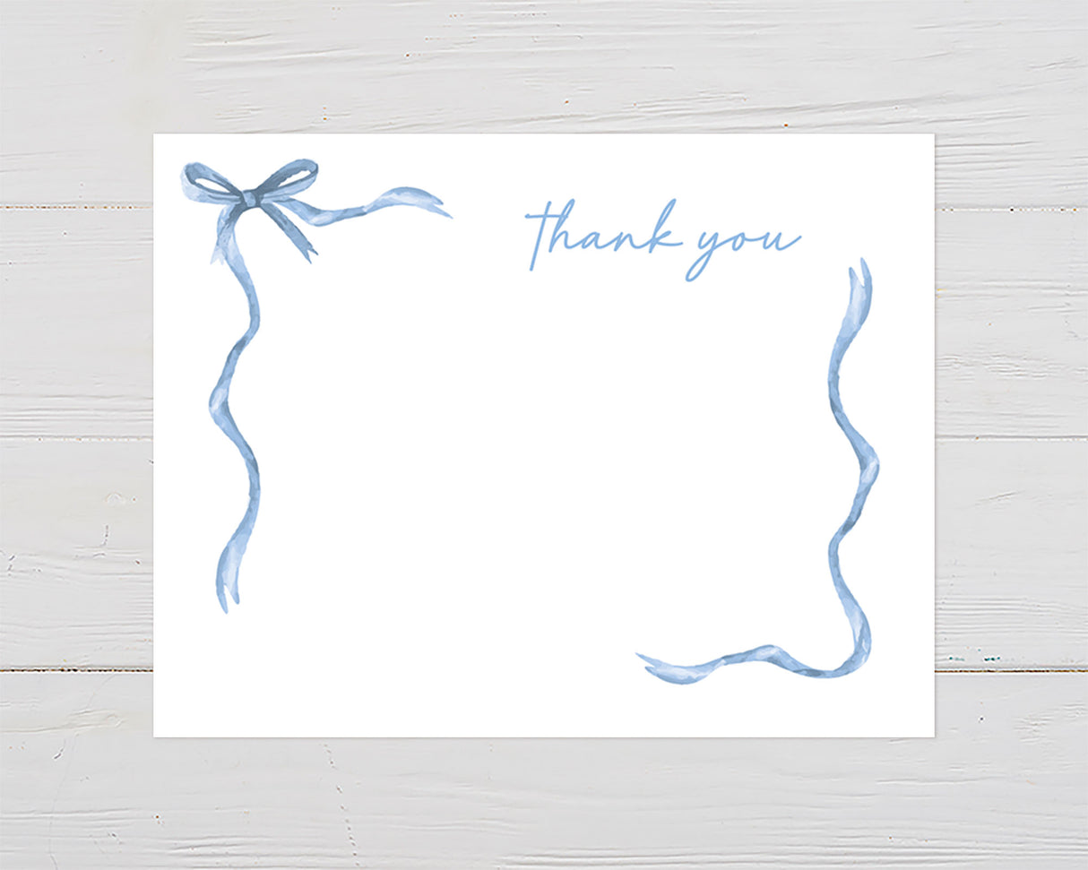 Soft Blue Ribbons  Shower Thank You Card