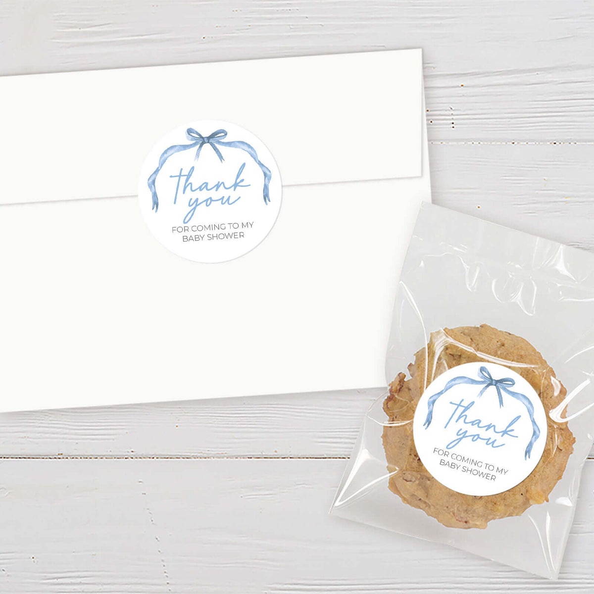 Soft Blue Ribbons Shower Sticker | Go Print Plus
