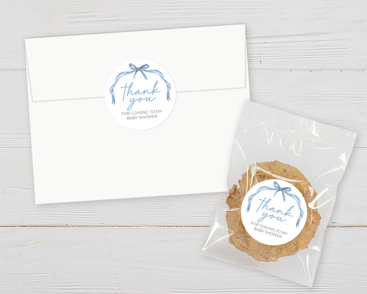 Soft Blue  Ribbons Shower Sticker