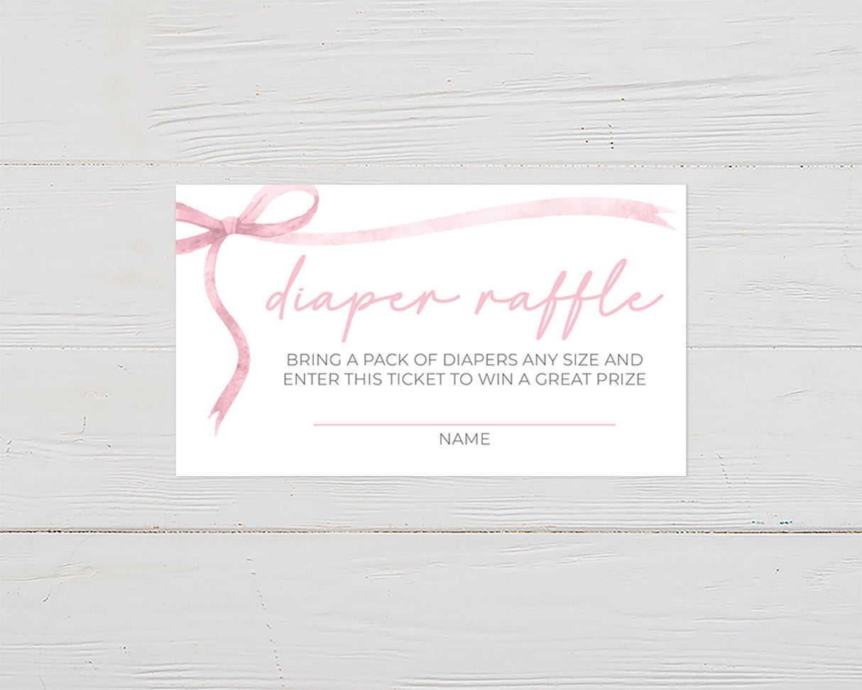 Soft Pink Ribbons Diaper Raffle Ticket