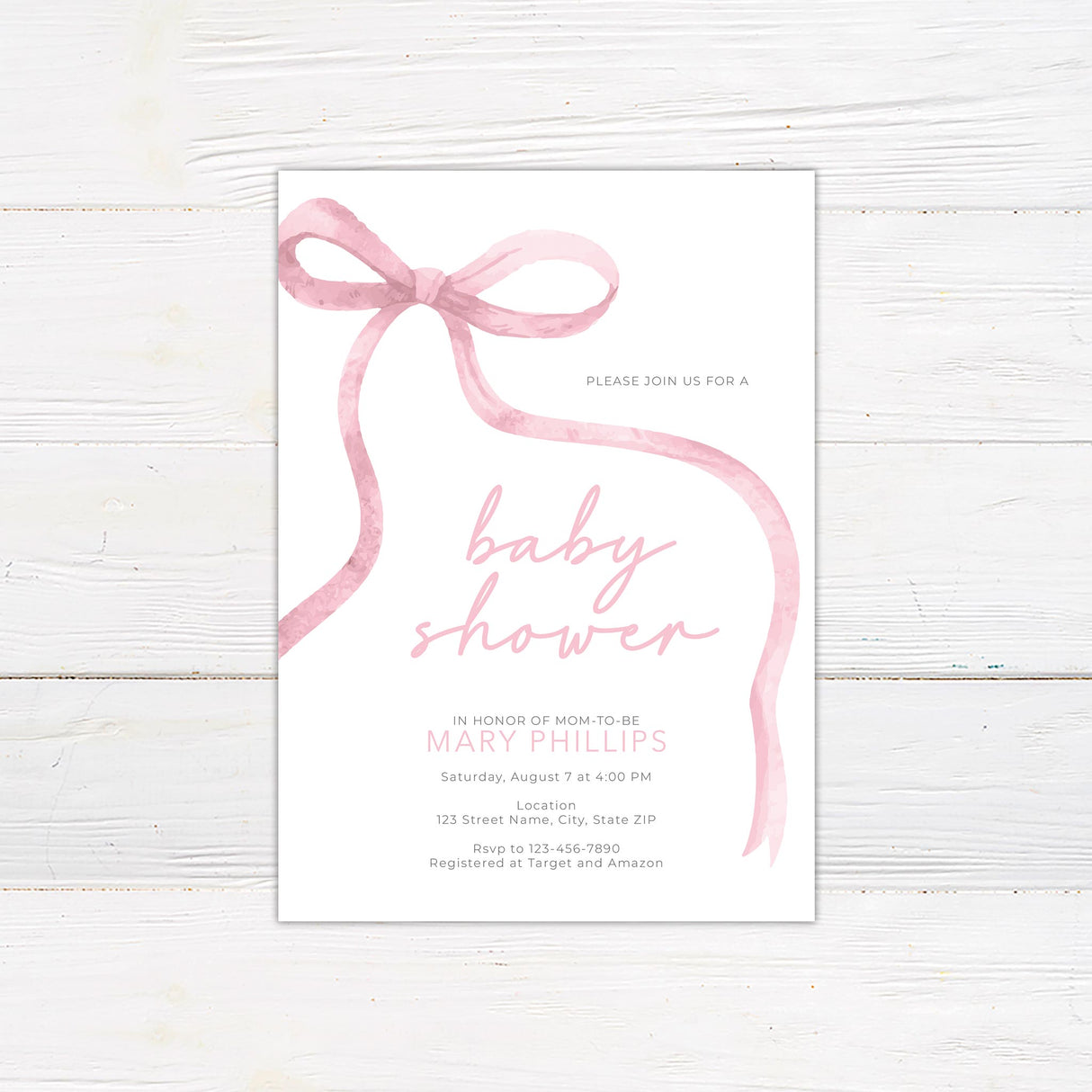 Soft Pink Ribbons Invitation