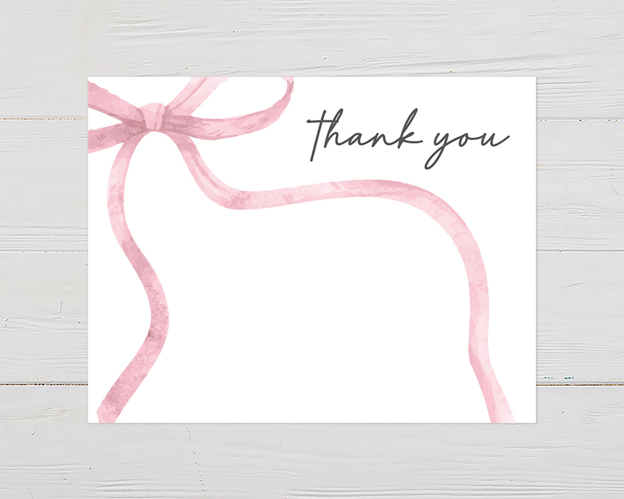 Soft Pink Ribbons  Shower Thank You Card