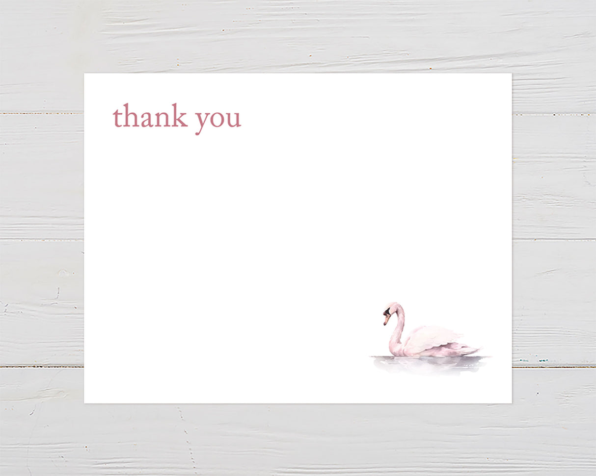 Soft Pink Swan Thank You Card