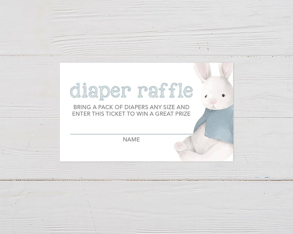 Soft Rabbit Baby Shower Diaper Raffle Ticket