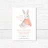 Invitación suave para baby shower de conejo