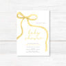 Soft Ribbon Baby Shower Invitation with watercolor ribbon and elegant typography on white cardstock for a mom-to-be.