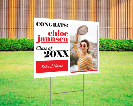 Solid Background Photo Graduation Yard Sign - goprintplus