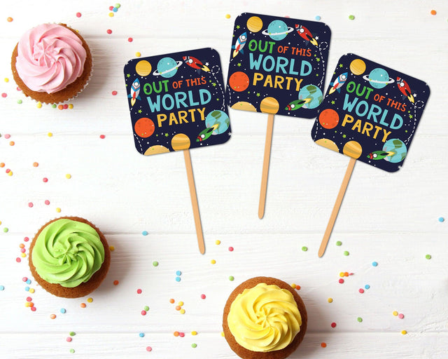 Space Birthday Cupcake Topper - goprintplus