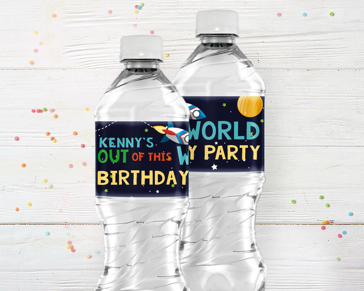 Space Birthday Water Bottle Labels - goprintplus