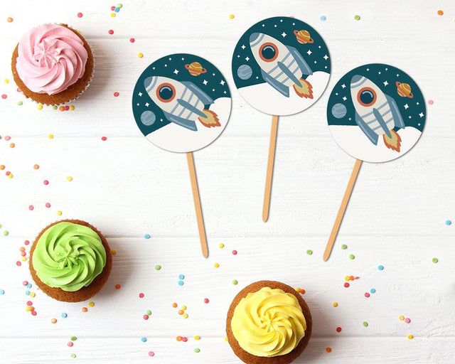 Space Party Cupcake Topper - goprintplus