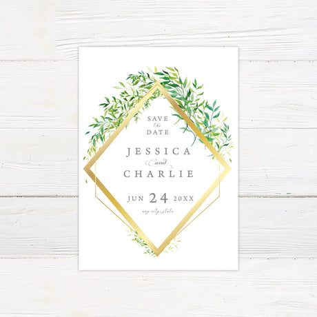 Sprinkled Leaves Save The Date Card - goprintplus