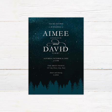 Starry Treeline Invitations - goprintplus