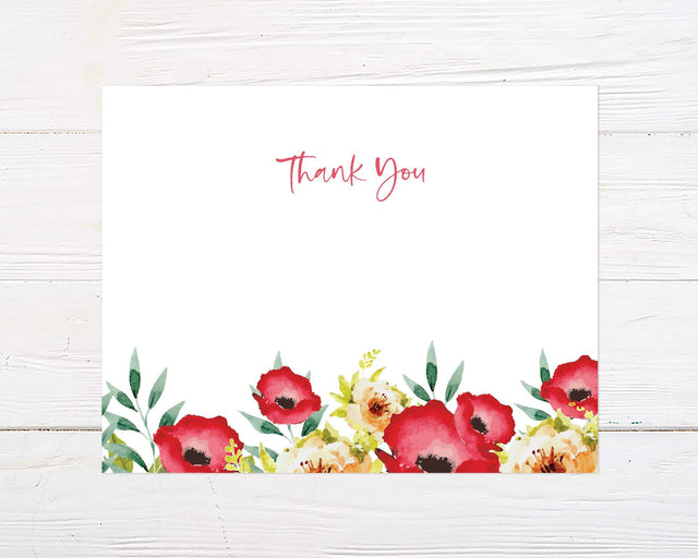 Summer Poppies Thank You Card - goprintplus