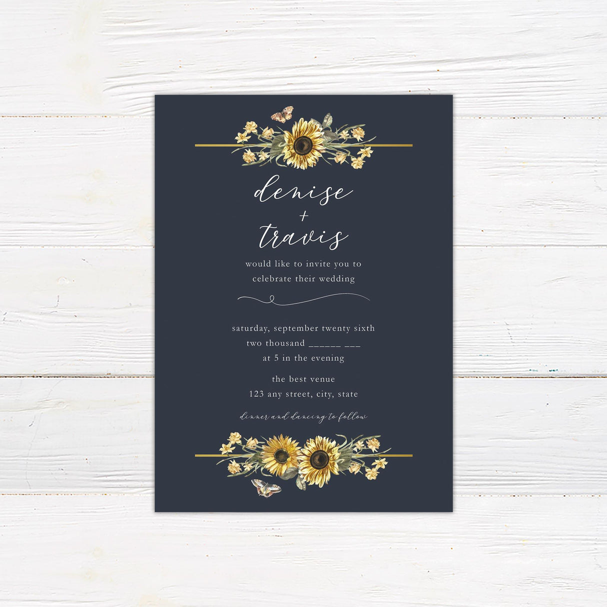 Sunflower and Butterfly Invitations - goprintplus