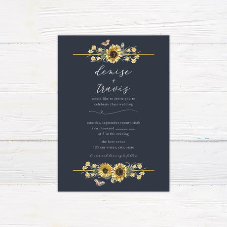 Sunflower and Butterfly Invitations - goprintplus