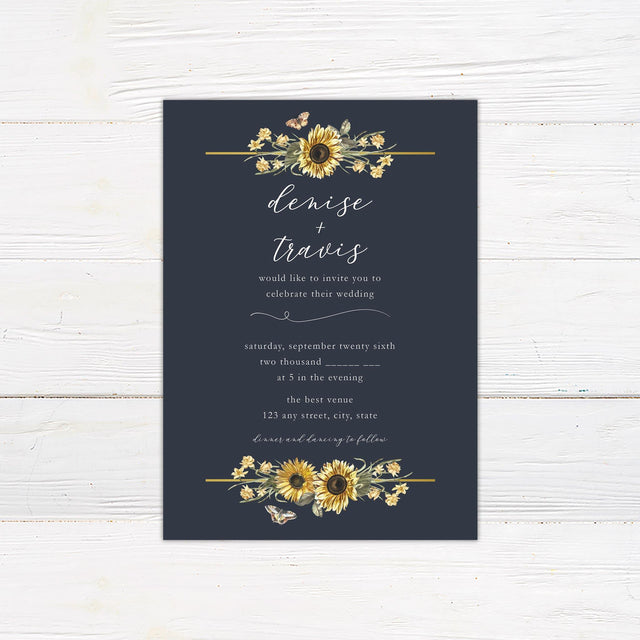 Sunflower and Butterfly Invitations - goprintplus