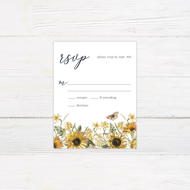 Sunflower and Butterfly RSVP - goprintplus