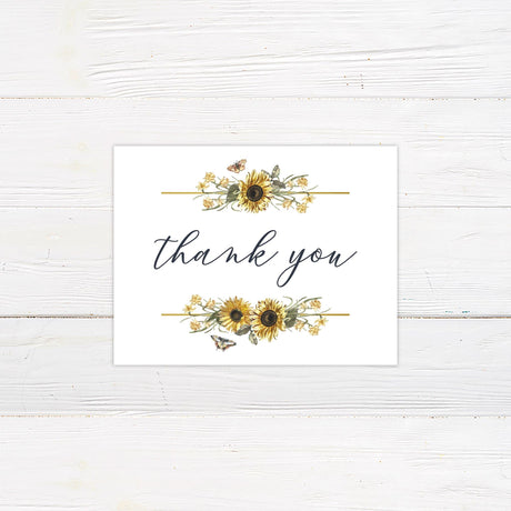 Sunflower and Butterfly Thank You Card - goprintplus