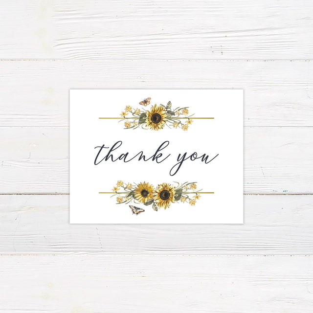 Sunflower and Butterfly Thank You Card - goprintplus