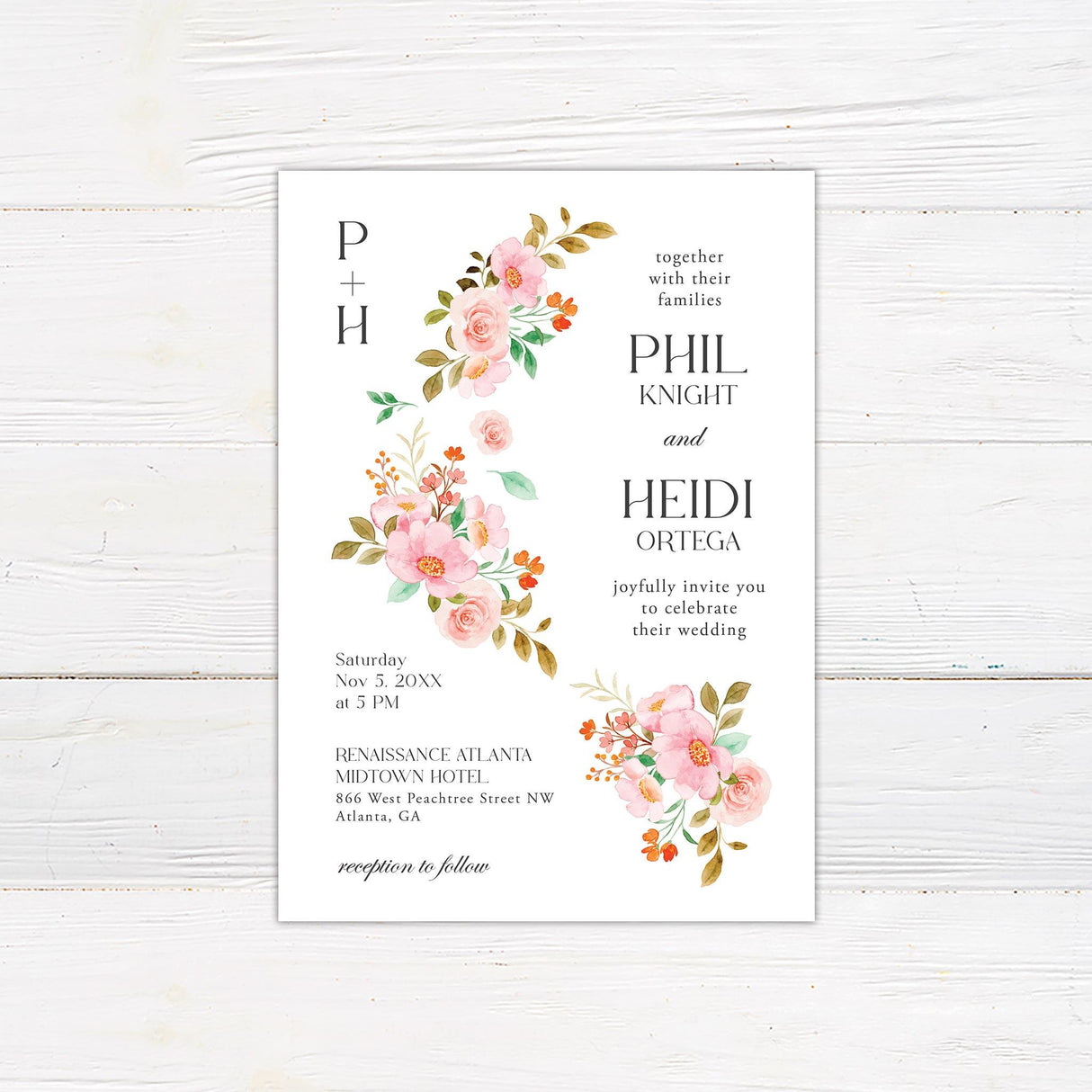 Sweeping Floral Vine Invitation - goprintplus