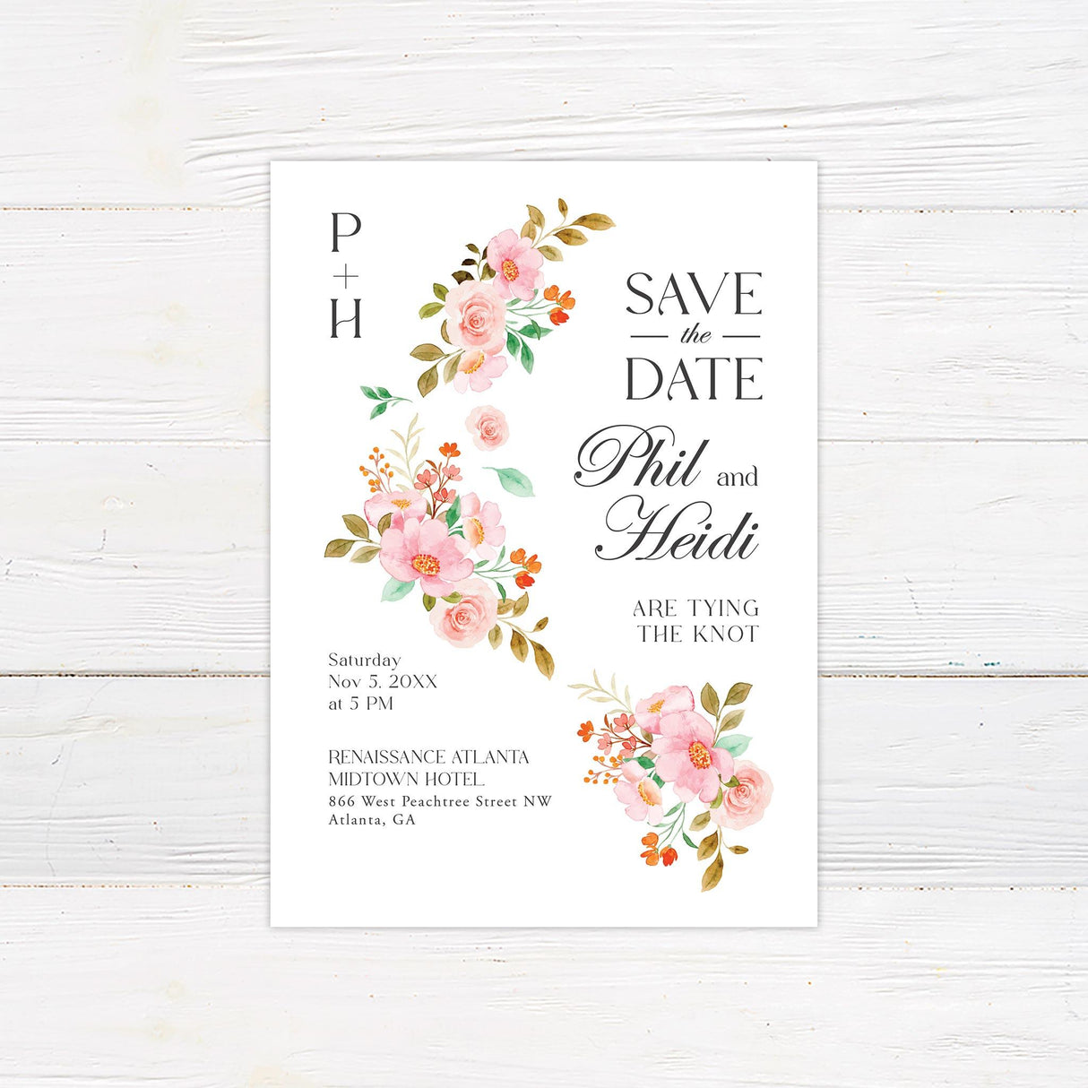 Sweeping Floral Vine Invitation - goprintplus