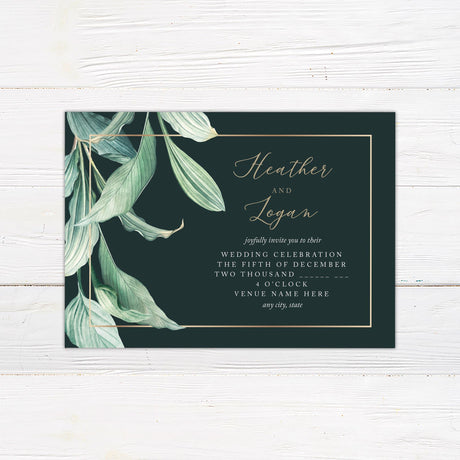 Sweeping Greenery Invitations - goprintplus