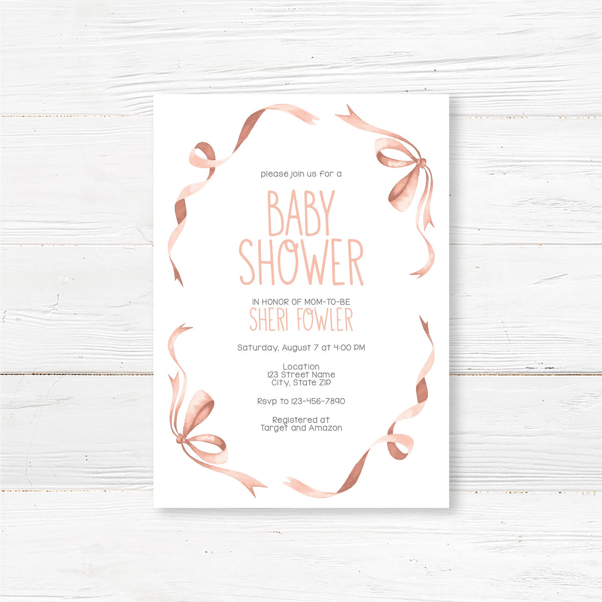 Sweet Ribbons and Bows Invitation