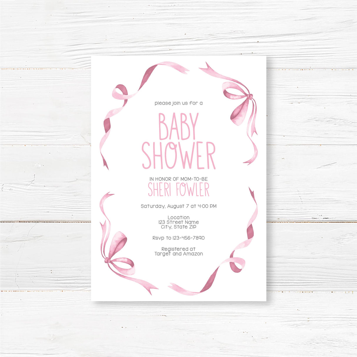 Sweet Ribbons and Bows Invitation