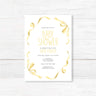 Sweet Ribbons and Bows baby shower invitation with gold ribbon accents on premium cardstock, customizable for gender-neutral events.