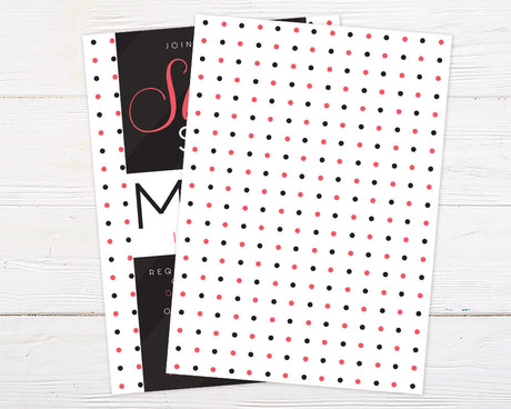 Sweet Sixteen Invitation with modern black, pink, and white polka dot design for a chic teen party.