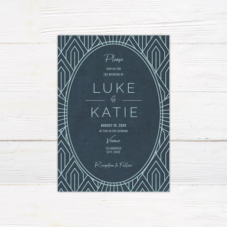 Teal Art Deco Invitations - goprintplus