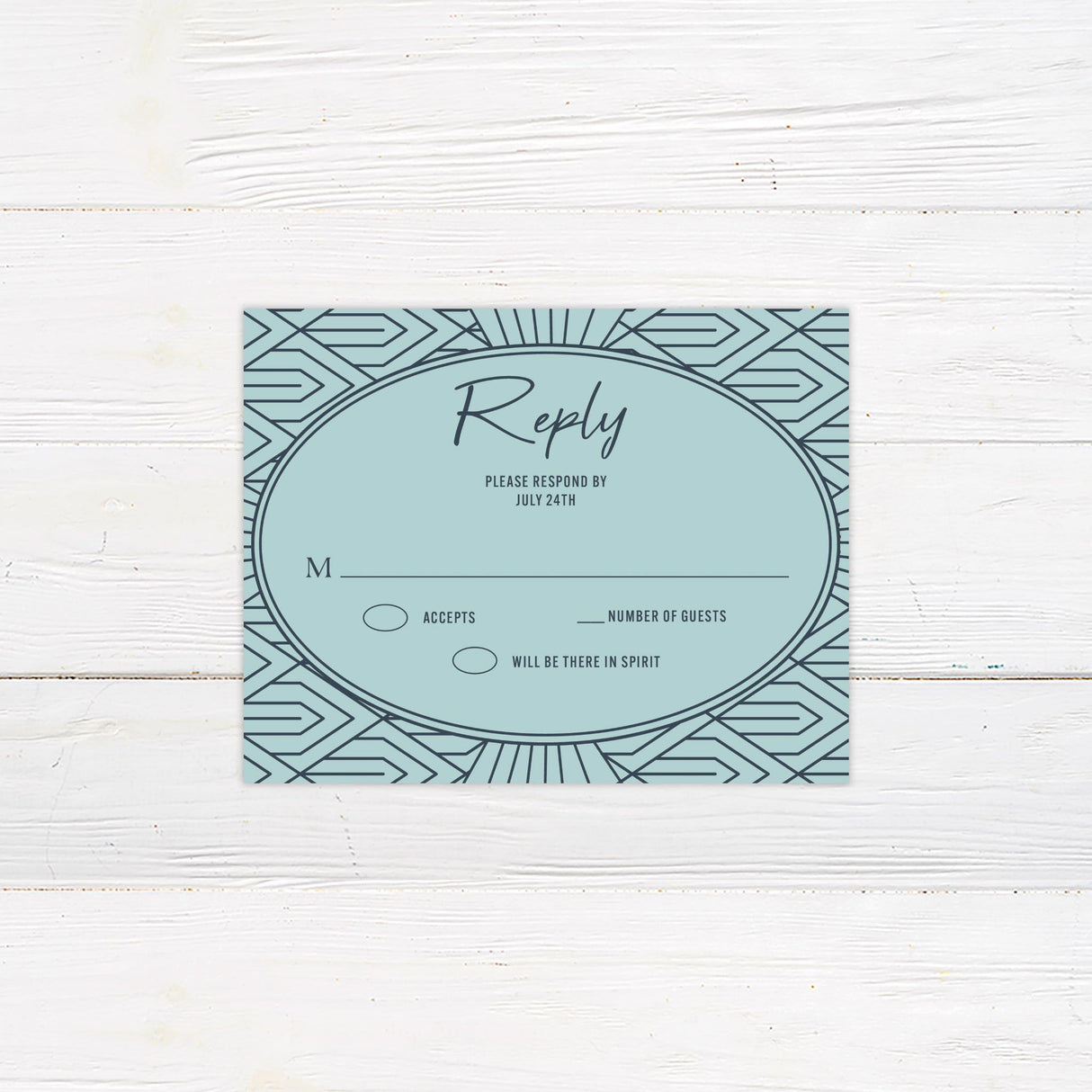 Teal Art Deco RSVP - goprintplus