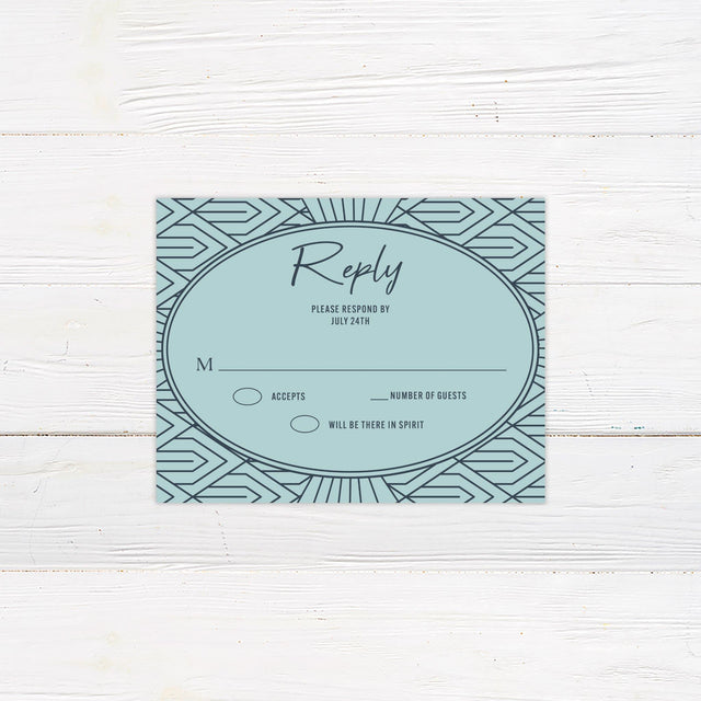 Teal Art Deco RSVP - goprintplus