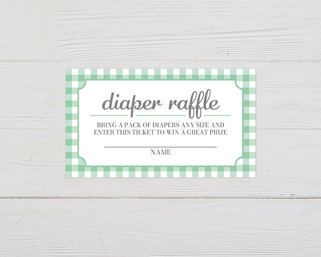 Teal Gingham Diaper Raffle Ticket - goprintplus