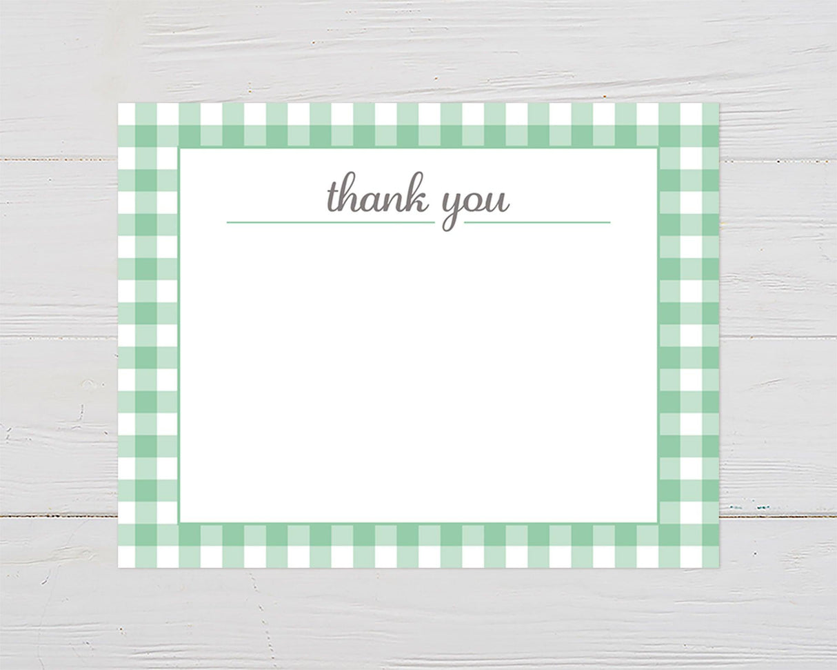 Teal Gingham Thank You Card - goprintplus