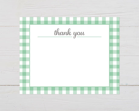 Teal Gingham Thank You Card - goprintplus