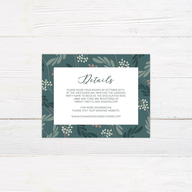 Teal Leaf Details Cards - goprintplus