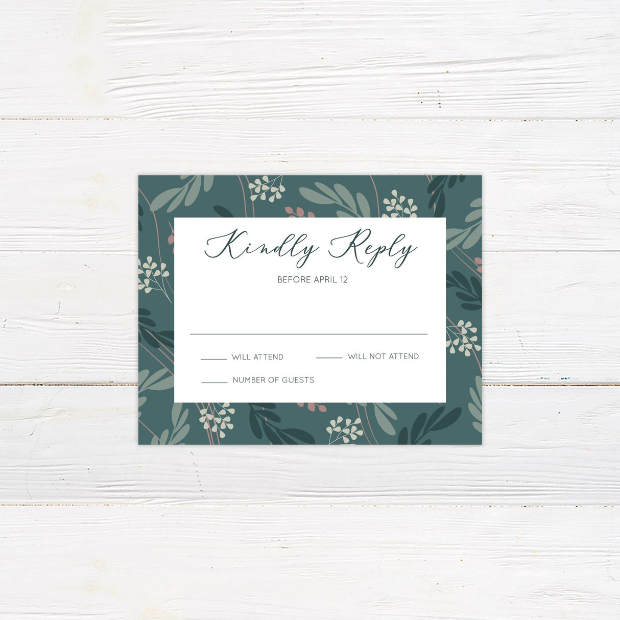 Teal Leaf Invitations - goprintplus