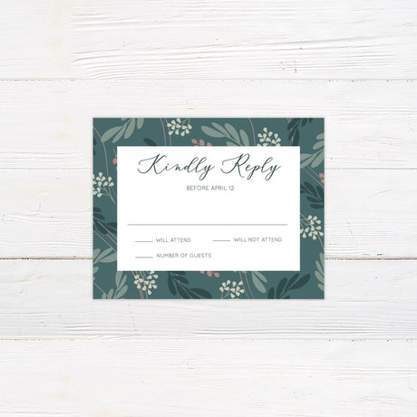 Teal Leaf Invitations - goprintplus