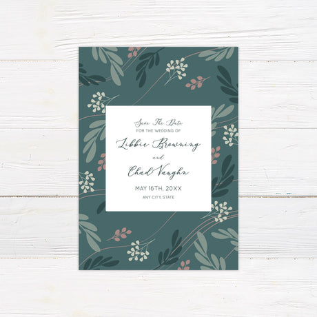 Teal Leaf Save The Date - goprintplus