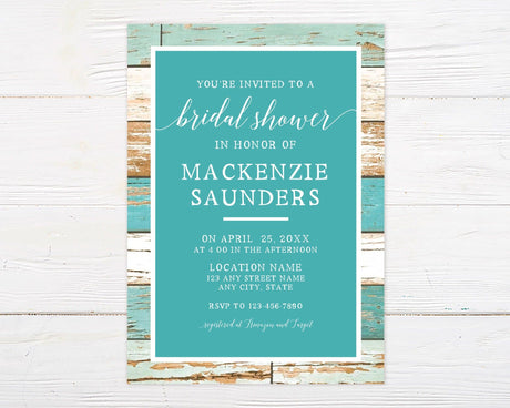 Teal Wood Invitation - goprintplus