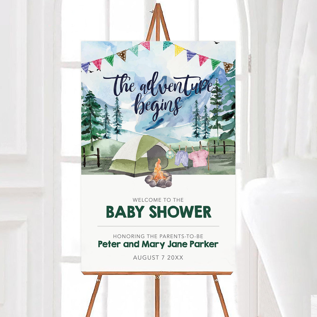 The Adventure Begins Baby Shower Sign