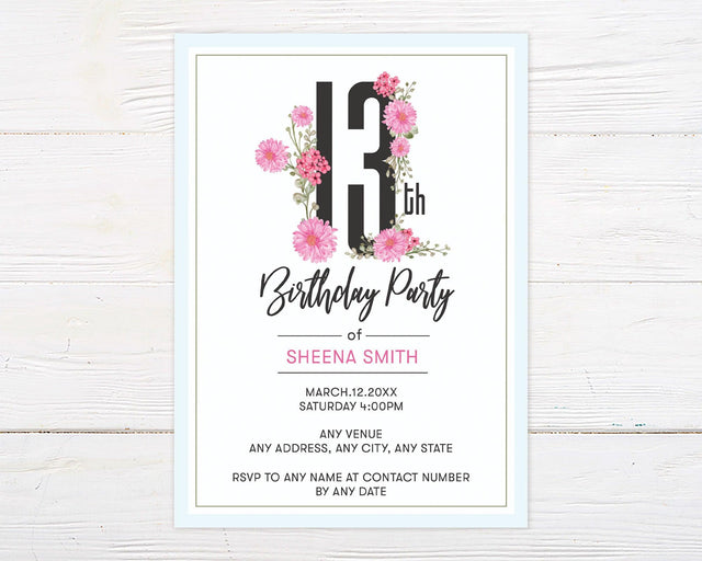 Thirteenth Birthday Invitation - goprintplus