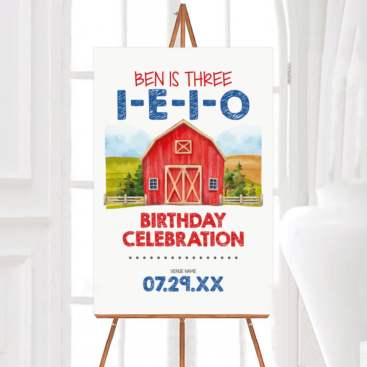 Three I E I O Birthday Invitation