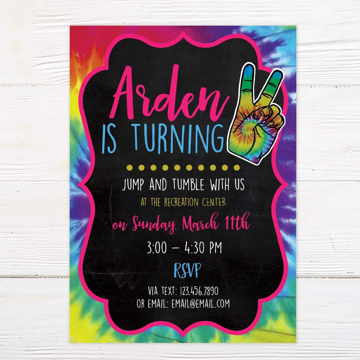 Tie Dye Birthday Invitations - Neon Party – Go Print Plus