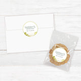 Birthday favor sticker with watercolor martini glass, green olives, lime, and playful typography. Great for sealing party favors or cocktail-themed birthday décor.