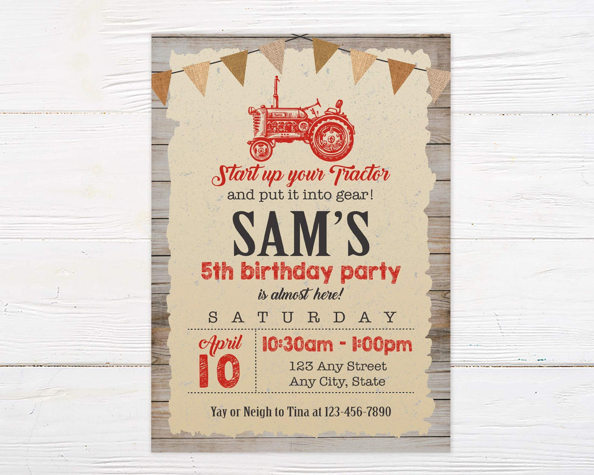 Tractor Birthday Invitations - goprintplus