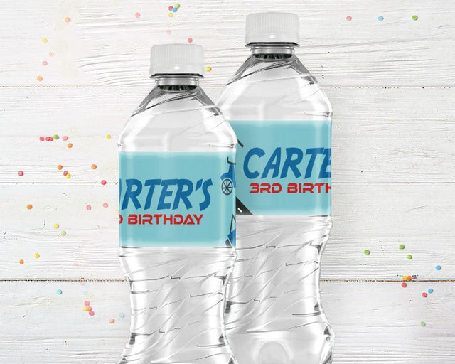 Transportation Birthday Water Bottle Labels - goprintplus