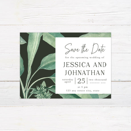 Tropical Leaves Save The Date - goprintplus